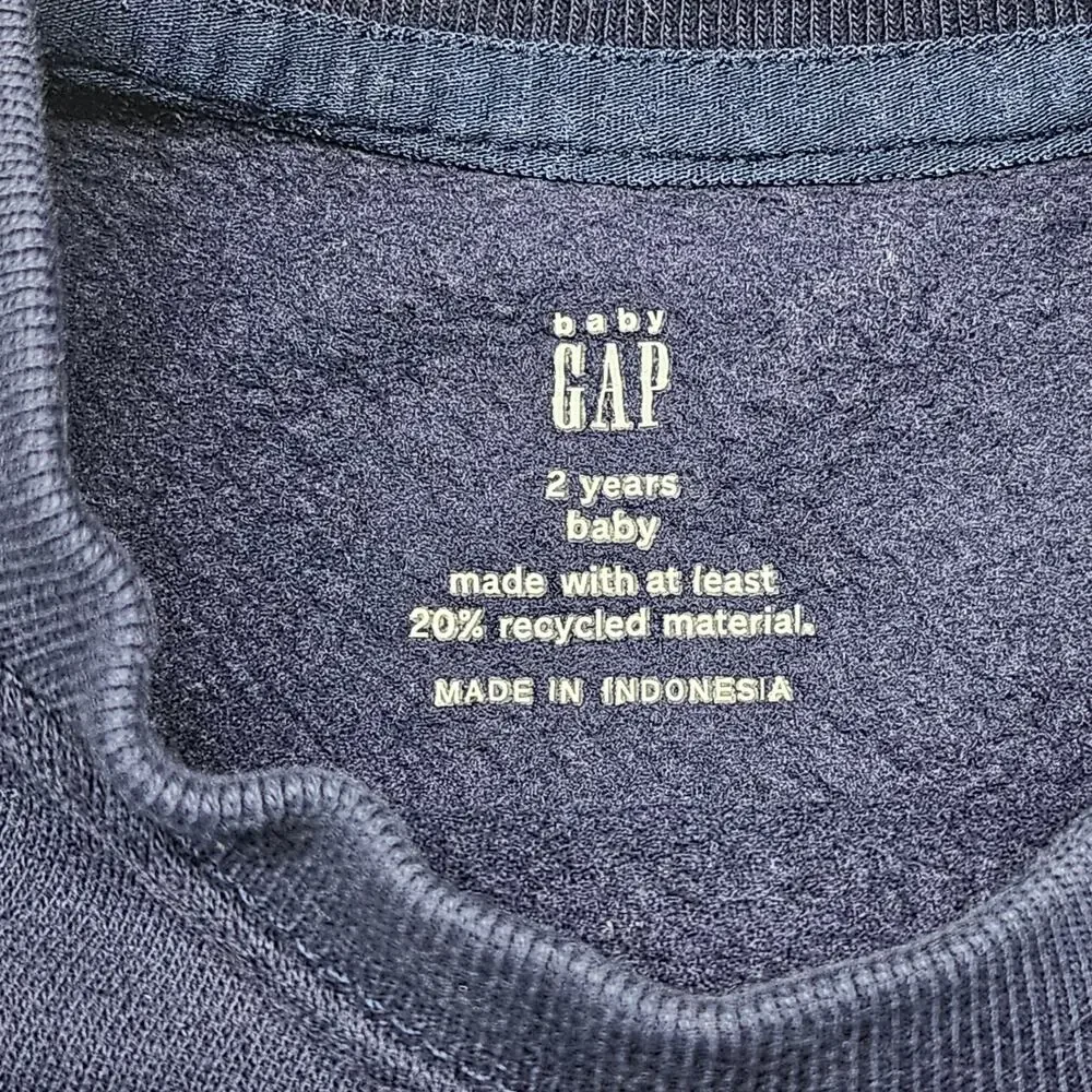 BABY GAP NAVY CREWNECK SWEATSHIRT – SIZE 2 YEARS – COTTON BLEND CASUAL PULLOVER